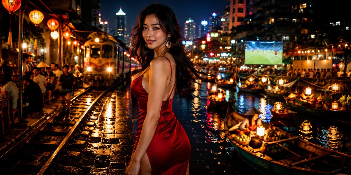 Cảnh chợ đêm Hà Nội nhộn nhịp về đêm gợi không khí đặt cược và giải trí sôi động