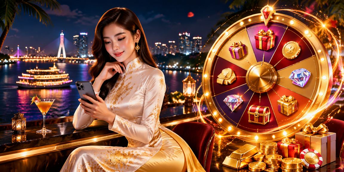Người chơi tham gia bốc thăm may mắn tại vùng Mekong trong trang phục áo dài truyền thống